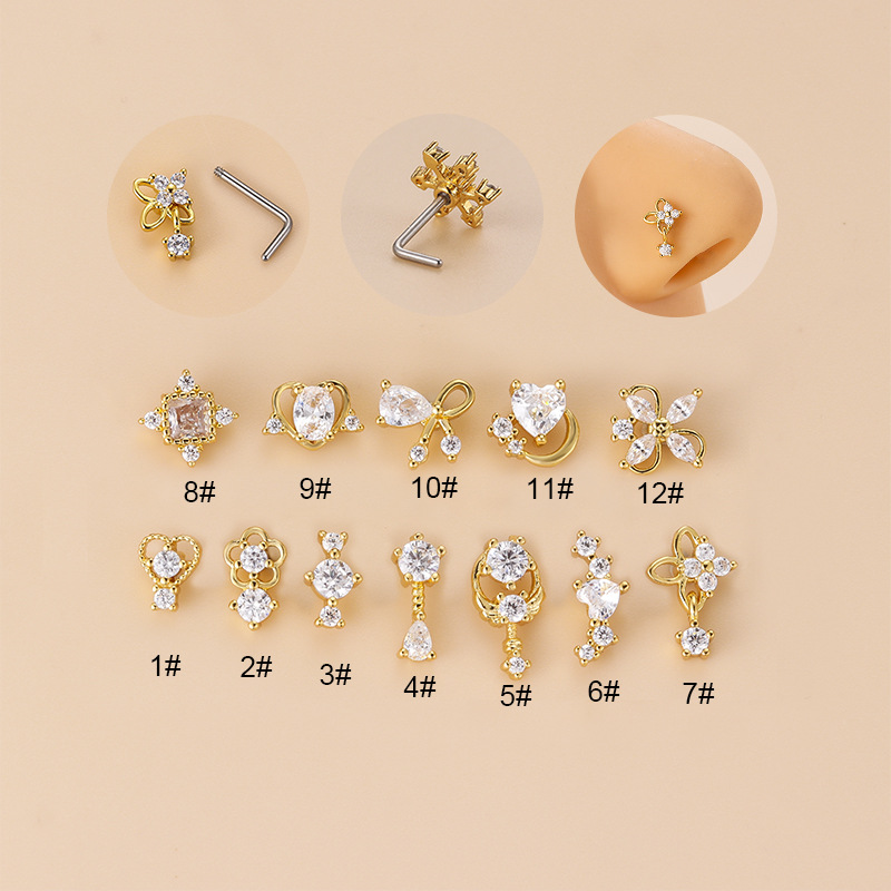 Body Jewelry Surgical Steel - حلق أنف على شكل حرف L