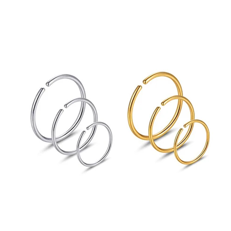 Body Jewelry Surgical Steel - 6 قطع/مجموعة حلقات أنف مضادة للحساسية