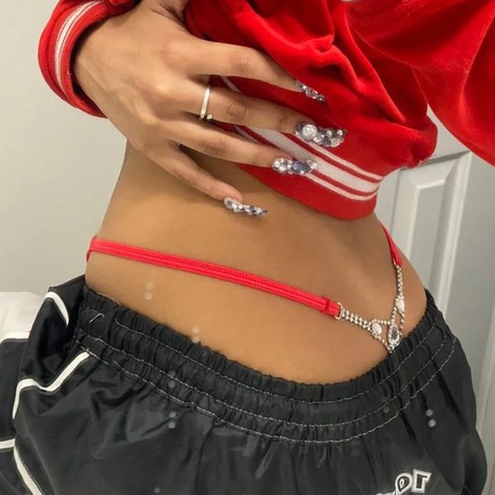 Body Jewelry Retainers - جولة حجر الراين ثونغ للنساء ،