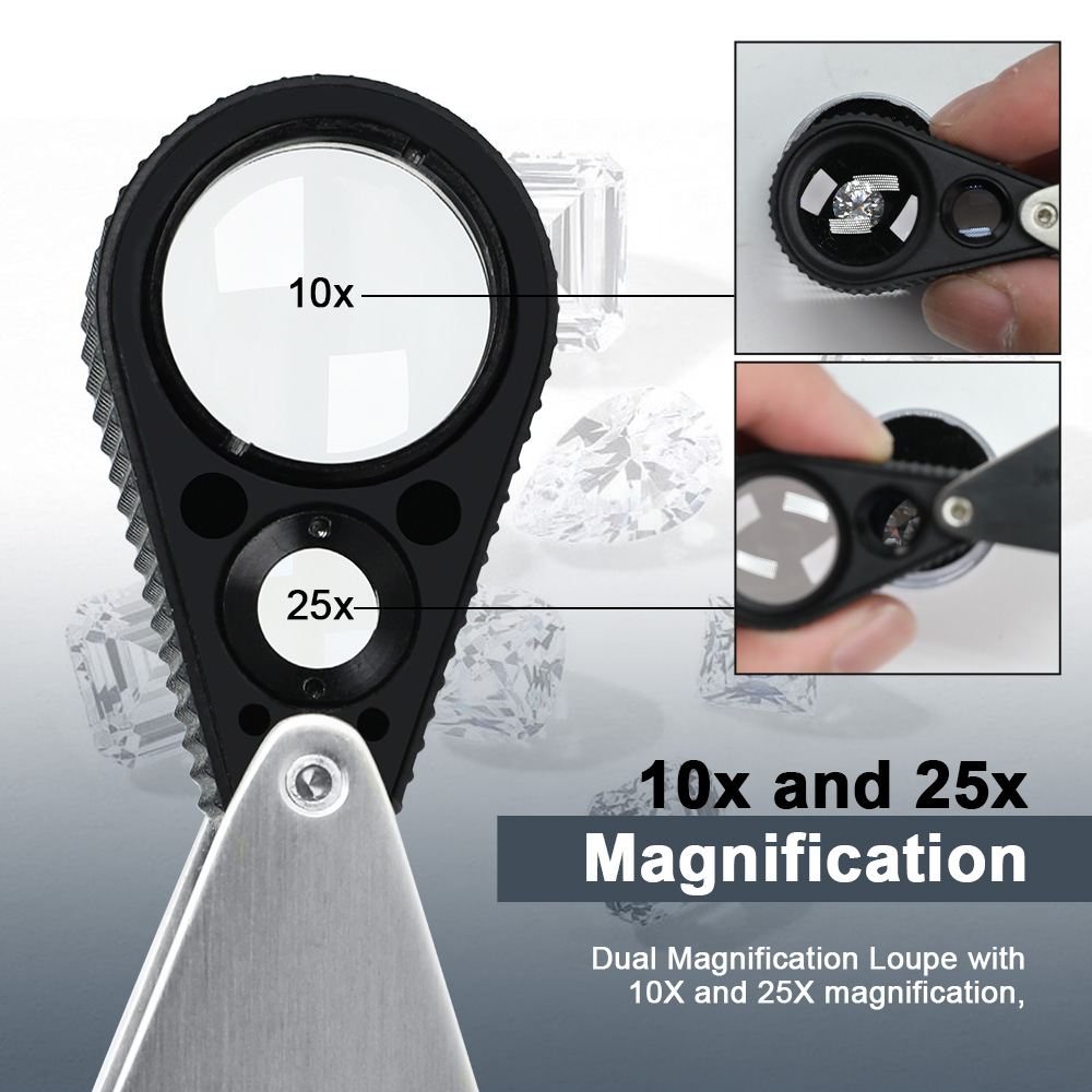 Body Jewelry Repair - مكبر مجوهرات مزدوج 10X و25X -