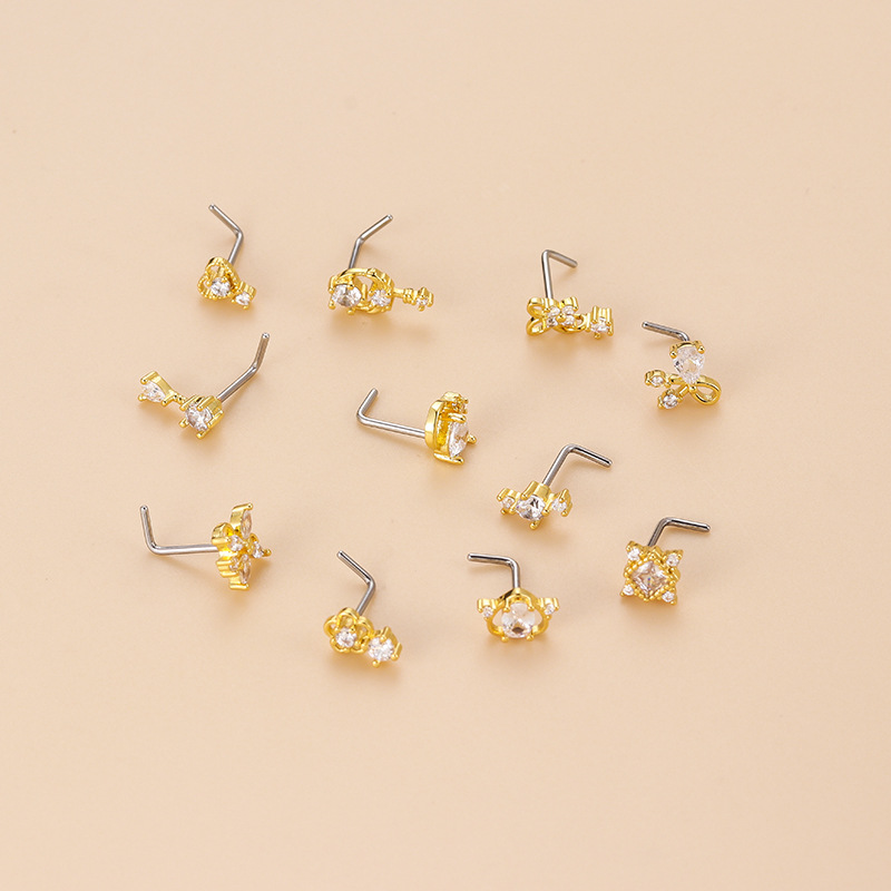 حلق أنف على شكل حرف L مرصع بال - مراجعة Body Jewelry Surgical Steel وسعره