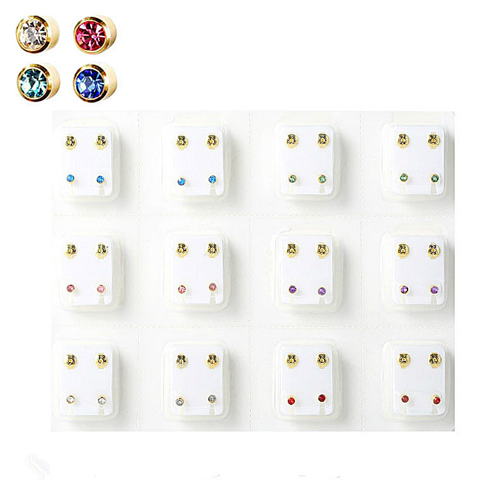 12 Pairs الكريستال الأقراط الط - مراجعة Body Jewelry Surgical Steel وسعره