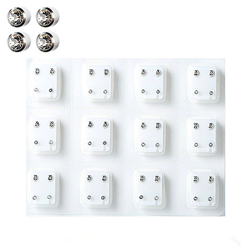 12 Pairs الكريستال الأقراط الط - مراجعة Body Jewelry Surgical Steel وسعره