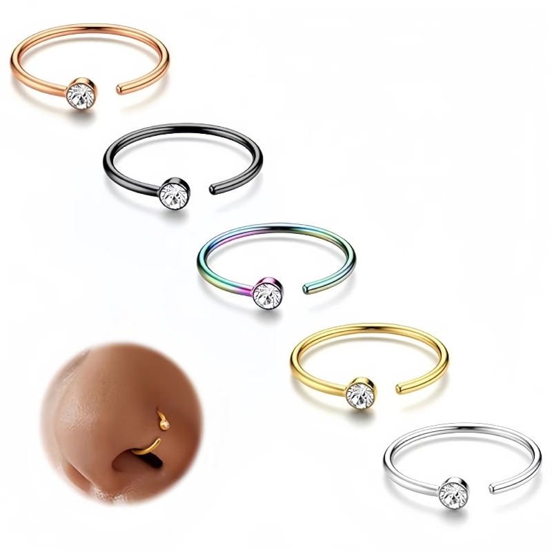 5 قطع، حلقات أنف مقاس 18G، تصم - مراجعة Body Jewelry Surgical Steel وسعره