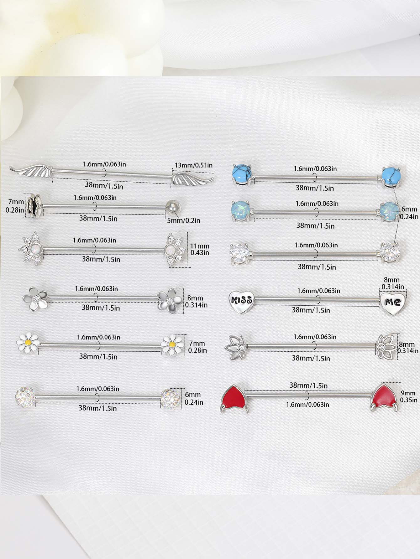 سهام وقلوب حديد صناعي ، فولاذ  - مراجعة Body Jewelry Surgical Steel وسعره