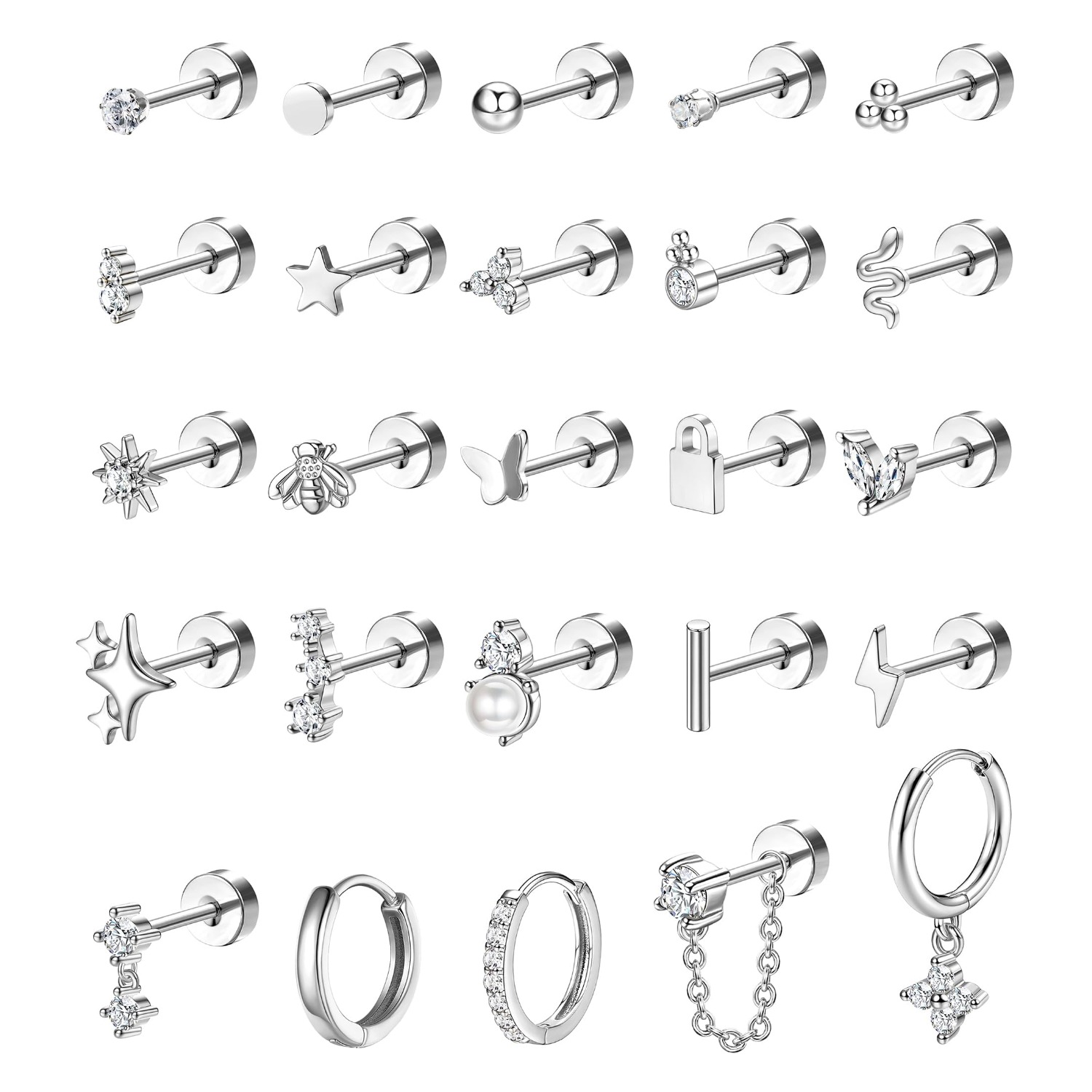 Bobisty 1 قطعة أقراط للأذنين ا - مراجعة Body Jewelry Surgical Steel وسعره