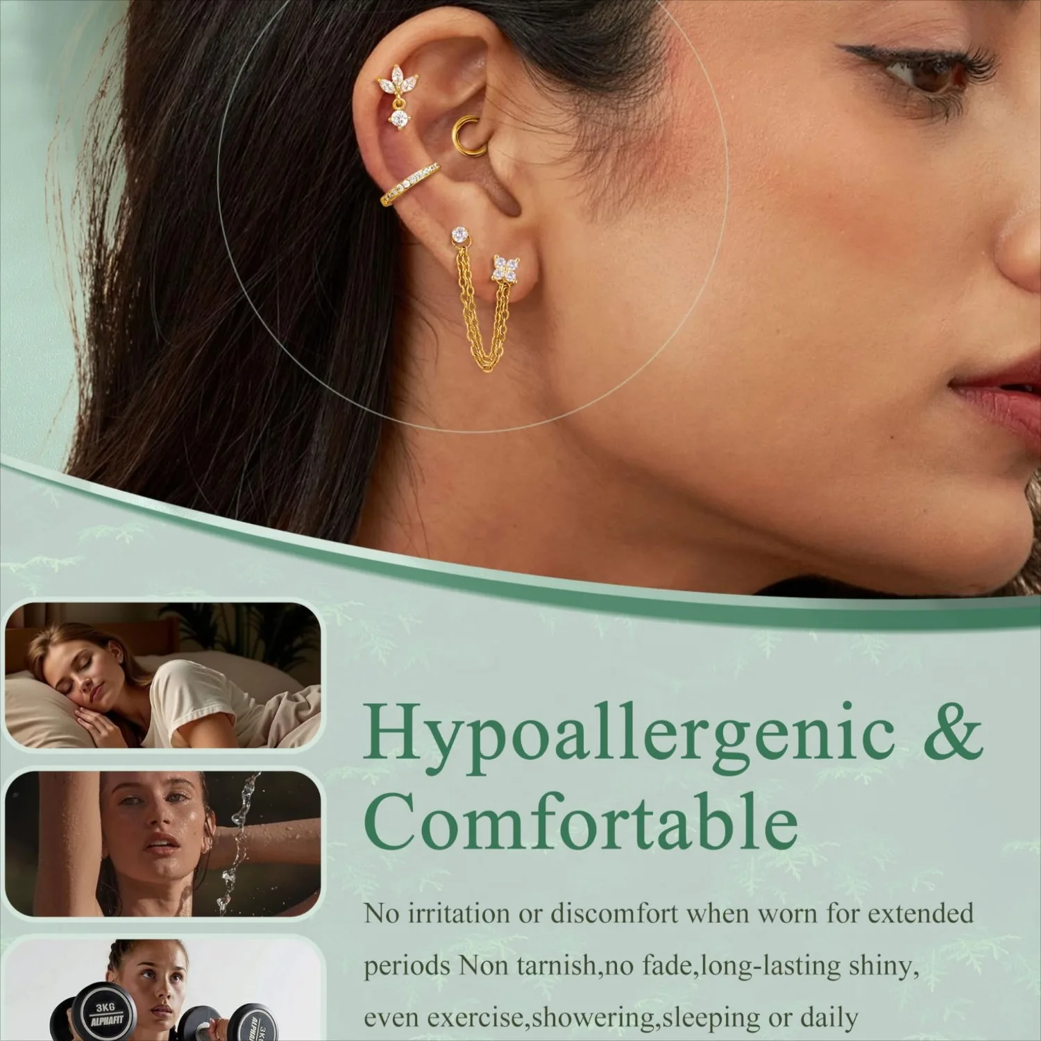 أقراط غضروف مقاس 16 للنساء، بظ - مراجعة Body Jewelry Surgical Steel وسعره